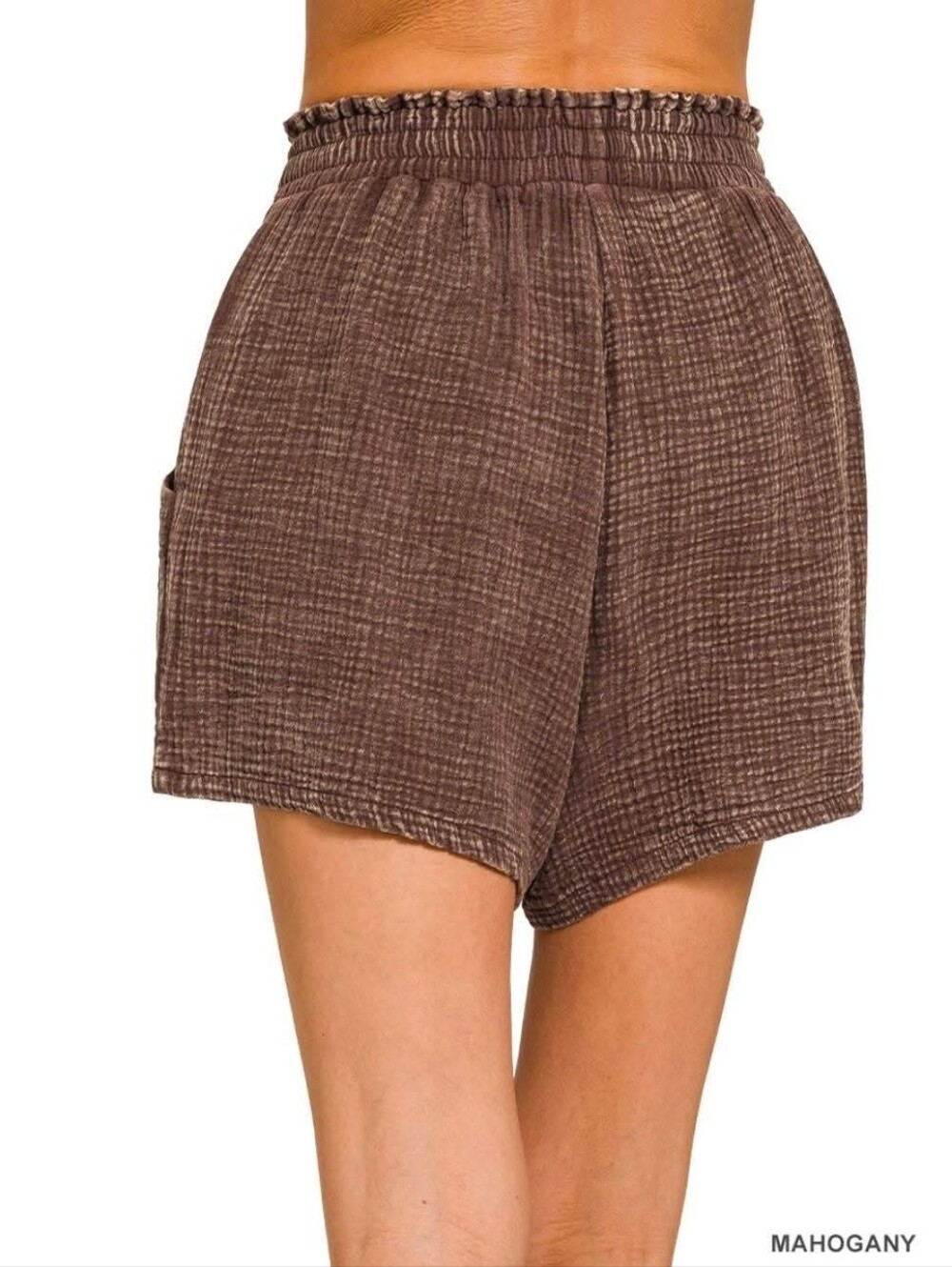 New Zenana Washed Cotton Gauze Shorts - Picture 2 of 2